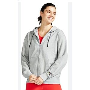 Peloton Full Zip Hoodie Heather Gray Graphic Back Sweatshirt Size M